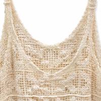 Robe en crochet pour femme, sans manches, style bohème, dentelle blanche, ourlet festonné, tunique de plage d'été