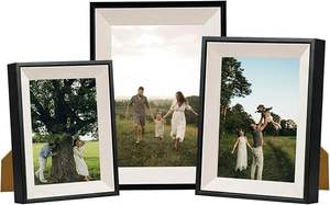 Cadres <span class=keywords><strong>photo</strong></span> personnalisés en bois naturel grainé, supports d'images noirs mats pour montage mural ou sur table, affichage polyvalent - Product Image 2