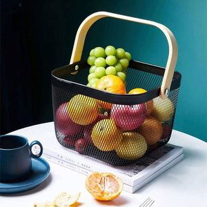 Metal <b>Mesh</b> Steel <b>Basket</b> with Handle Garden <b>Baskets</b> for Gathering Vegetables Square Hanging Storage Shelf Fruit <b>Basket</b> Bin - Product Image 6
