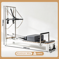 Machine de Pilates Reformer en aluminium noir avec demi-tournebrise, lit de yoga professionnel pour le renforcement musculaire et le remodelage corporel