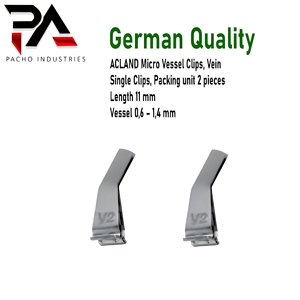 Clips microvasculaires professionnels Acland, clips veineux simples, lot de 2 pièces, 11 mm, pour vaisseaux de 0,6 à 1,4 mm, CE - Product Image 1