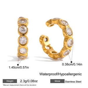 Pendientes de Aro de Acero Inoxidable Chapados en Oro de 18K con Circonita, Modernos, para Mujer, Joyería de Moda para Aniversario, <span class=keywords><strong>E906</strong></span> - Product Image 6