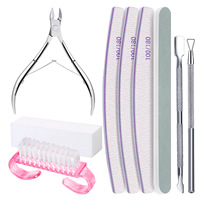 Ensemble d'outils de réparation d'ongles professionnel 9 pièces en acier inoxydable coupe-cuticules lime bande de polissage Gel forme liquide pour les soins de manucure
