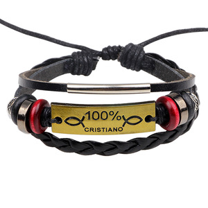 Woven Leather <b>Bracelet</b> Gold And Silver <b>Infinity</b> Symbol Couple Jewelry Promotional Wristbands - Product Image 2