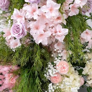 Più recente disegno popolare <span class=keywords><strong>rosa</strong></span> artificiale corno arco <span class=keywords><strong>fila</strong></span> con verde per la decorazione di scena di sfondo di nozze - Product Image 4