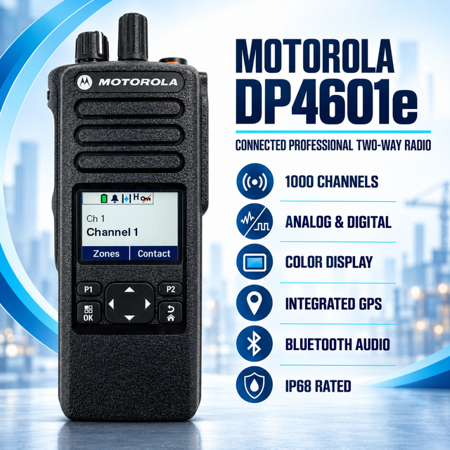 Motorola DP4601e MOTOTRBO DMR Digital Portable Radio VHF UHF Limited Keypad Display Walkie Talkie IP68 for Business Hotel Team