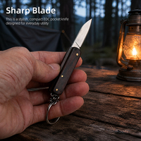 Couteau de poche en gros avec manche en bois, mini-couteau EDC mignon pour porte-clés, idéal pour le transport quotidien