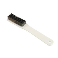 Brosse métallique industrielle en acier avec manche en plastique, conception à 6 rangées pour le dégraissage et le polissage de la cuisine