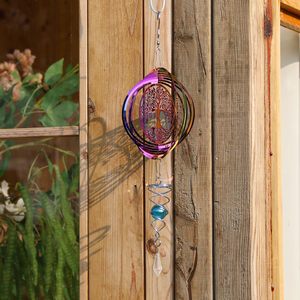 Rueda de viento colgante, decoración de jardín de Metal 3D, cinturón giratorio de viento para exteriores, gancho giratorio y bola de mirada, decoración de árbol de la vida - Product Image 5