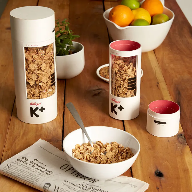 Food Grade Paper Tube Cylinder Cardboard Box Can Oat Breakfast Food Paper Tube With Window