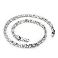 Chaîne de collier en acier inoxydable à bouton et à corde, style hip-hop, personnalité européenne et américaine, mode unisexe, multicolores, multi-tailles