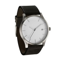 Montre Homme Minimaliste en Gros, Bracelet en Cuir Classique, Montre à Quartz avec Aiguille des Secondes Rouge, Calendrier, Montre-Bracelet Décontractée et Tendance