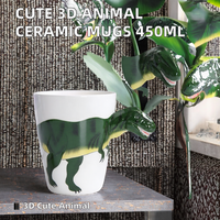 Jolies tasses à café en céramique avec un design animal 3D mignon, 450 ml, grande capacité, compatibles lave-vaisselle et micro-ondes, pour les fêtes, la maison, le bureau