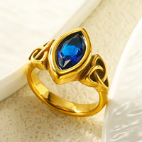 Bague d'éternité en acier inoxydable étanche avec nœud celtique rétro et zircon incrusté, pour femme