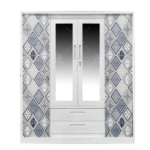 Maison moderne 4 portes en acier Almirah armoire motif imprimé fer <span class=keywords><strong>porte</strong></span> <span class=keywords><strong>coulissante</strong></span> en métal meubles de chambre à coucher pour salon salle de sport blanchisserie - Product Image 3