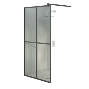 Paroi de douche en verre trempé foncé 39,4x76,8 po avec cadre, porte de douche coulissante, design minimaliste, épaisseur 8 mm - Product Image 1