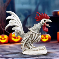 Estatua de Resina de Gallo Esqueleto de Halloween, Figura de Pollo Zombi, Decoración Gótica para Mesa del Hogar, Adorno para Fiesta de Halloween