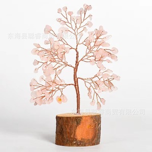 Árbol de Cristal con Piedras Verdes sobre Base de Madera, Decoración para el Hogar u Oficina, Regalo Artesanal - Product Image 4