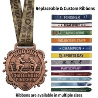 Médaille sportive en cuivre antique moulée sur mesure, robuste, pour course en boue, fabriquée directement en usine