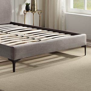 Cama de plataforma tapizada de tela gris oscuro con diseños elegantes simples modernos para adultos - Product Image 4