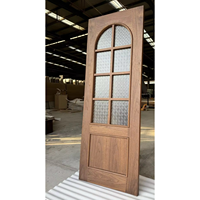 Puerta Francesa de Vidrio de Lujo para Interiores con Marco de Madera Sólida Tallada, Estilo Europeo Clásico, Resistente al Agua y a la Humedad