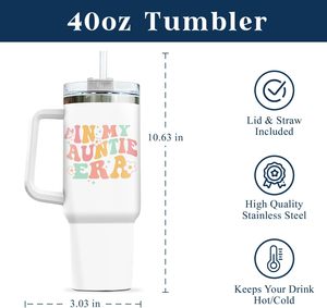 Gobelet en acier inoxydable personnalisé Auntie Era avec poignée Cadeau d'<span class=keywords><strong>annonce</strong></span> pour bébé Bouteille d'eau My Auntie Era Travel Cup - Product Image 3