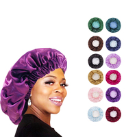 Bonnets en satin réglables Wanmei, bandeaux de luxe en satin de soie, bande élastique réglable, bonnet long en soie pour femmes