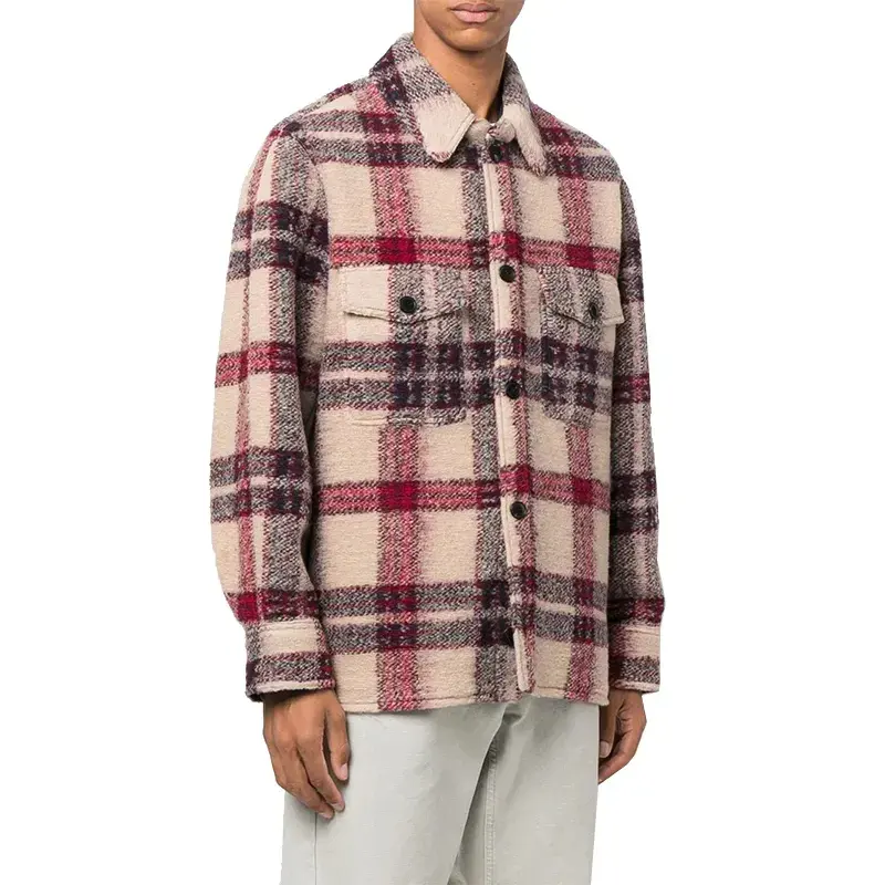 Özel oduncu gömleği erkekler uzun kollu kış boy ekose gömlek ceket ceket kalın sıcak yüksek kaliteli fırçalanmış flanel gömlek