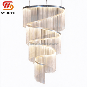 Lámpara Colgante LED de Cristal con Borlas en Espiral, Estilo Nórdico, Control Remoto, para Decoración de Hoteles, Bodas y Banquetes - Product Image 2