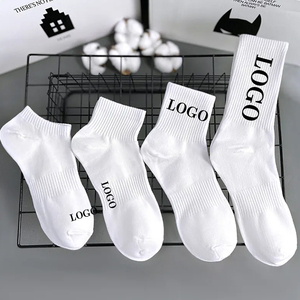 Manufacturer OEM Cheapest Unisex Designer Embroidery Letter High Quality Fashion <b>White</b> Black <b>Men</b> Custom Logo Crew Sports <b>Socks</b> - Product Image 1