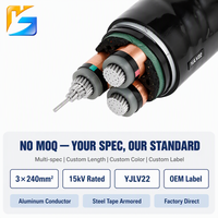 Cable de Alimentación de Alta Tensión de 15kV, Cobre Desnudo Trenzado 3*240mm, Aislamiento XLPE, con Certificación CE ISO