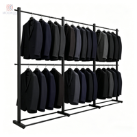 Porte-vêtements métallique à double niveau, robuste, à deux étages, pour costumes, vêtements pour hommes, boutique de vêtements