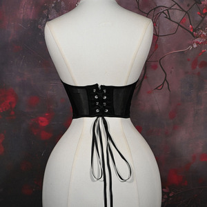 Corset bustier structuré en satin et résille, sans bretelles, coupe cœur, de luxe, pour soirée et cérémonie - Product Image 2