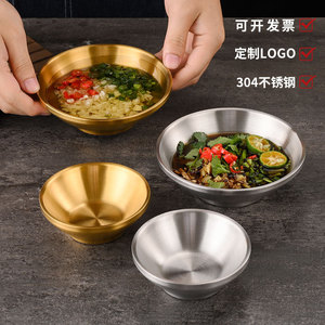 Bol de préparation alimentaire rond en acier inoxydable 304, argenté et doré, pour sauce soja, assaisonnement de fondue, collations coréennes et mélange de nouilles - Product Image 3
