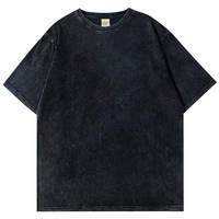 T-shirt vintage délavé uni avec logo personnalisé en relief, 230g, style américain, marque de mode, manches courtes, pur coton pour homme