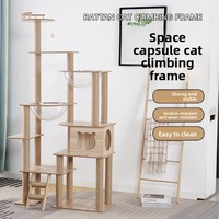 Villa pour chat intégrée de luxe, maison pour chat à plusieurs niveaux avec ventilation et grand arbre à chat