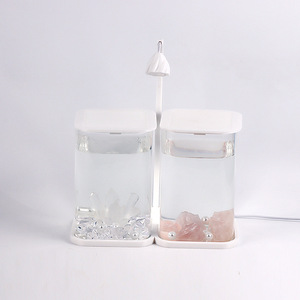 Acquario doppio speciale per pesci <span class=keywords><strong>Betta</strong></span> thailandesi, piccolo acquario da tavolo in vetro ad alta trasparenza, facile da mantenere, con illuminazione notturna. - Product Image 5