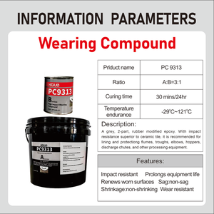 Offre Spéciale : Composé d'usure époxy haute résistance PC9313 rempli de particules céramiques de 3 mm pour revêtements de goulottes et trémies, Service OEM - Product Image 2