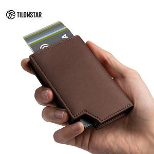 TILONSTAR-Porte Carte Bancaire Compact en Aluminium, Portefeuille en Cuir à Deux Pliants, Porte Carte RFID avec Poche pour Argent et Fenêtre d'Identité, TVC502 - Product Image 5