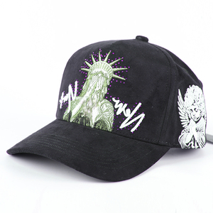 Di alta qualità foderato in raso 3d cappellini sportivi cappello da Baseball per gli uomini logo personalizzato di cotone Gorras Suede nero a 5 pannelli cappellino da Baseball - Product Image 4