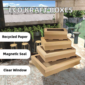 Eco-Friendly Recycled Materials Clear <b>Window</b> Embossed Rigid Kraft Boxes Magnetic Closure Baby Food - Product Image 2