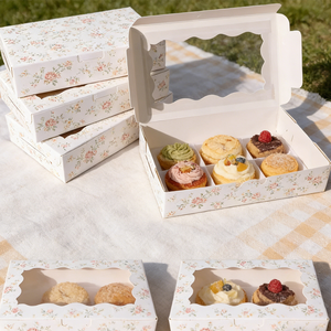 <span class=keywords><strong>Caja</strong></span> para Empacar Donuts con Ventana, <span class=keywords><strong>Caja</strong></span> <span class=keywords><strong>Rectangular</strong></span> Plegable de Papel <span class=keywords><strong>Kraft</strong></span> para Fiestas y Comida para Llevar - Product Image 1