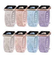 Convient aux montres Samsung et Huawei à boucle papillon à tête plate Bracelets de montre en silicone gravés de couleur unique.