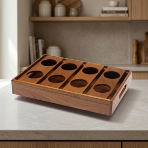 Plateau porte-bouteilles en bois massif imperméable, design rectangulaire minimaliste, rangement de cuisine durable, mobilier moderne pour la maison - Product Image 3