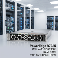 Supplier Server Rak Dell PowerEdge R7725 2U Kustom Grosir, Prosesor AMD Ganda, Server Enterprise, Mendukung OEM ODM