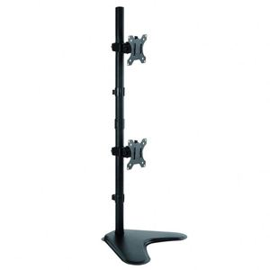 Soporte de Monitor de Acero Inoxidable Negro y Base de Escritorio para Dos Pantallas - Product Image 1
