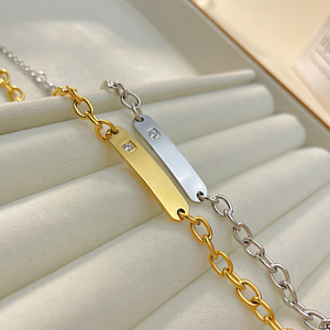 Custom 18K PVD Gold Stainless Steel ID Bar Bracelet with Cubic Zirconia Blank for Custom Text Laser <b>Engraving</b> Personalized Gift - Product Image 3