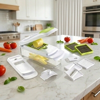 Smile Mom Plastic Keuken Multifunctionele 6-in-1 Groente- en Fruit Snijder, Rasp, Cutter, Mandoline, Snijder & Hakker