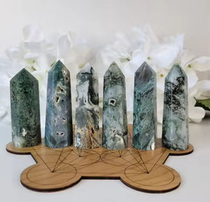 Venta al por mayor de Torre de Cristal de Ágata Musgosa Pulida Natural, Varita de Cristal Curativa, Piedra Tallada, Colección de Especímenes Minerales - Product Image 3