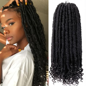 Extensions per capelli sintetici all'ingrosso, morbidi, effetto dread, 18 pollici, New Wave Ombre, per trecce all'uncinetto, ricci, Sister Goddess Faux Locs, 20 pezzi - Product Image 1